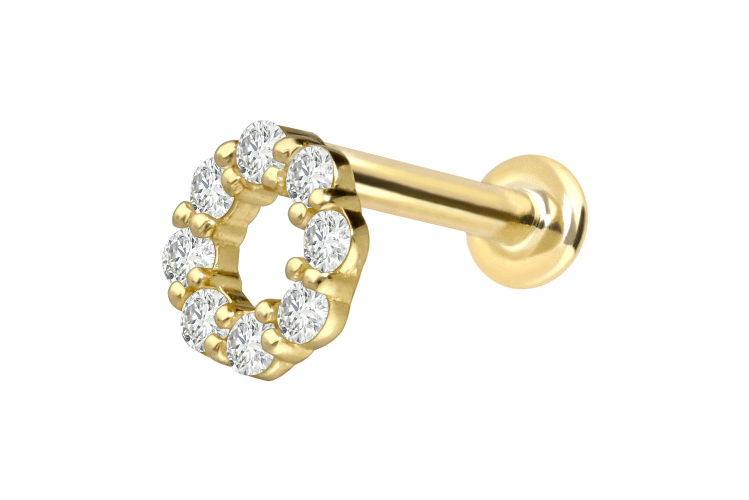 18 Karat Gold Labret Piercing mit Innengewinde DIAMANT-KREIS